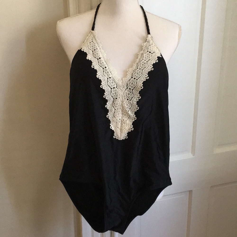 NWOT Black & White Lace One Piece Bathing Suit